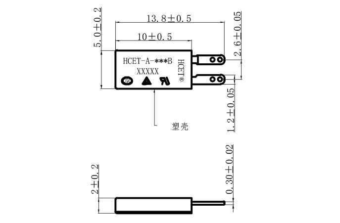 充電電池組溫控開關(guān)尺寸圖