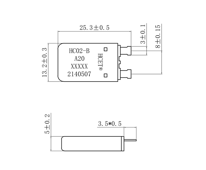 線路板用過載保護器接線尺寸圖