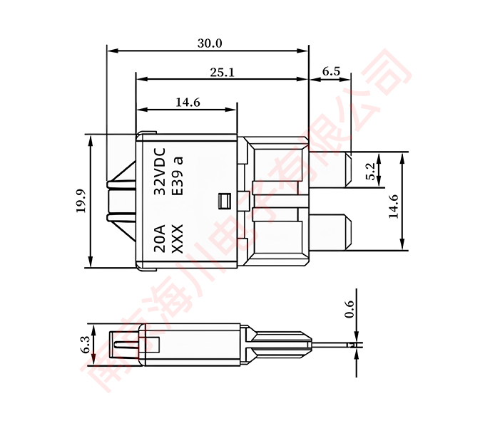 車用電流保險(xiǎn)絲尺寸圖